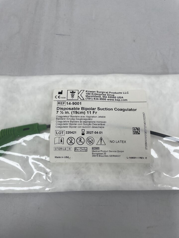 14-9001 - KIRWAN - Disposable Bipolar Suction Coagulator, 7 1/2", 11 Fr , ( EA ) - ( Expiry Date : 2027-04-01 )