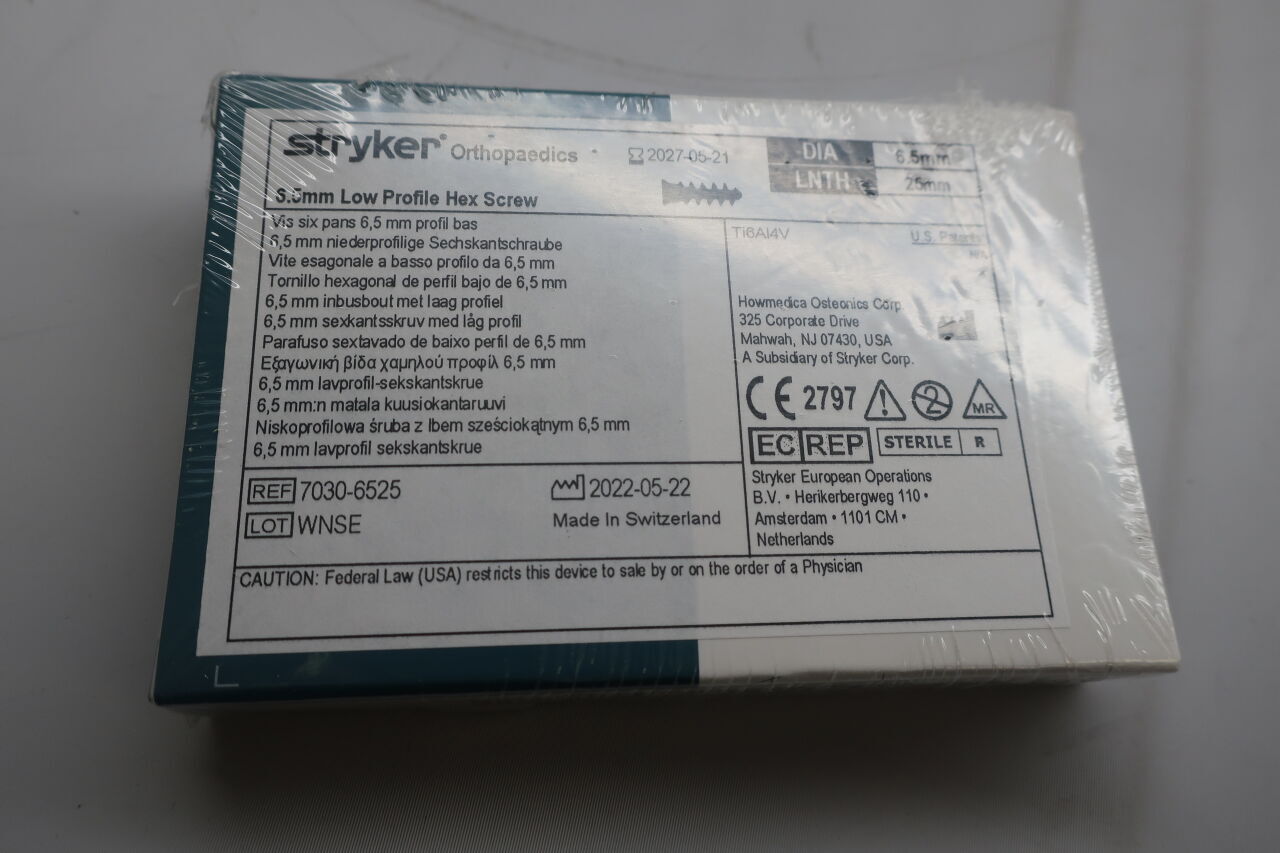 7030-6525 - STRYKER - Low Profile Hex Screw 6.5mm x 25mm , ( BX/1 ) - ( Expiry Date : 2027-05-21 )