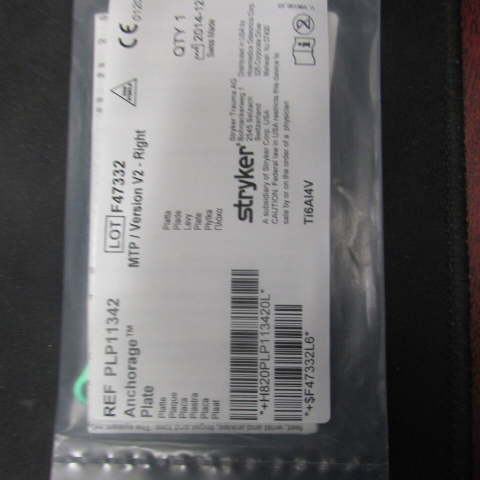 PLP11342 - STRYKER - Anchorage plate, MTP/Version 2 - right , ( EA ) - ( Expiry Date : 2030-01-04 )