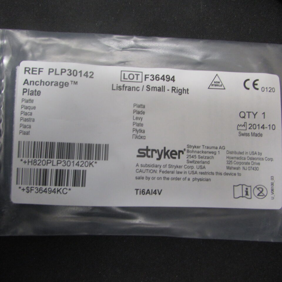 PLP30142 - STRYKER - Anchorage plate, Lisfranc/Small - right , ( EA ) - ( Expiry Date : 2030-01-05 )