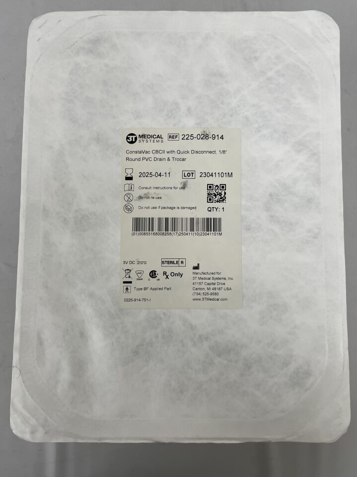 225-028-914 - STRYKER - 3T Medical CBC II ConstaVac Blood Conservation w/Quick Disconnect and 1/8" PVC Drain , ( EA ) - ( Expiry Date : 2025-04-11 )