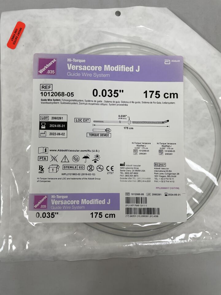 1012068-05 - ABBOTT - Hi-Torque Versacore Modified J Guide Wire System 175 cm, (EA) - ( Expiry Date: 2023-06-30 )