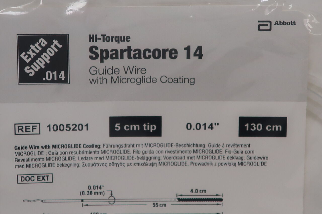 1005201 - ABBOTT - Hi-Torque Spartacore 14 Guide Wire: 5cm Tip, 0.014 x 130cm, () - ( Expiry Date: 2023-01-31 )