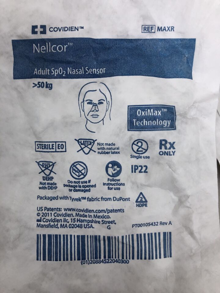 MAXR - COVIDIEN - Nellcor Adult SpO2 Nasal Sensor, >50kg, (EA) - ( Expiry Date: 2024-09-30 )