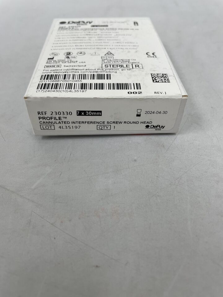 230330 - DEPUY - PROFILE Cannulated Interference Screw Round Head, 7mm x 30mm, (EA) - ( Expiry Date: 2024-04-30 )