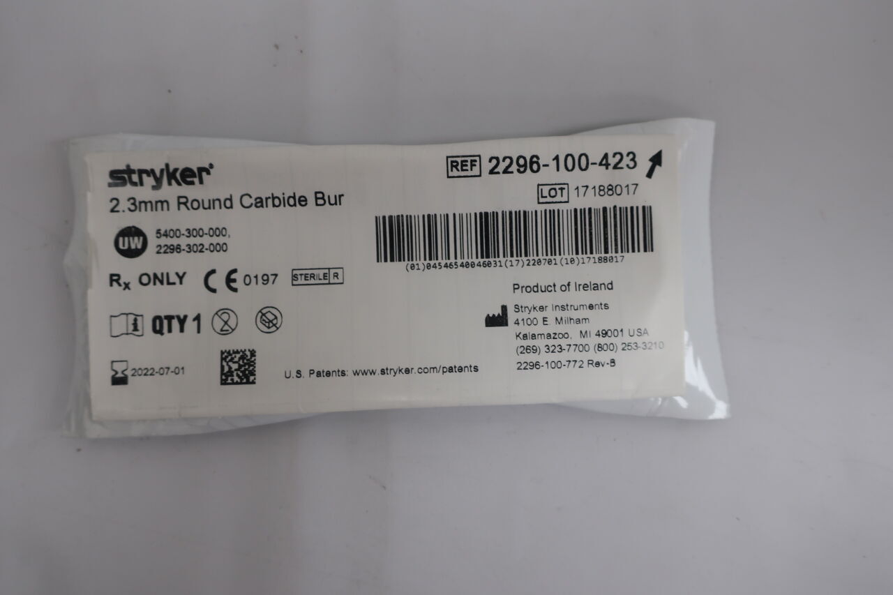 2296-100-423 - STRYKER - Round Carbide Bur 2.3mm, (EA) - ( Expiry Date: 2023-08-01 )