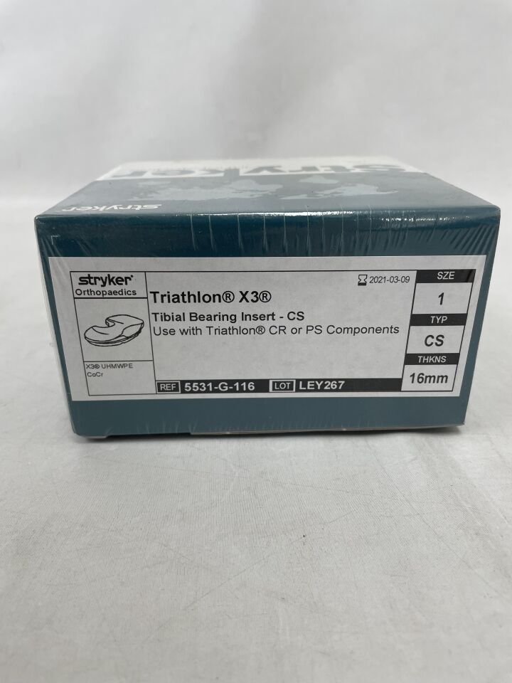 5531-G-116 - STRYKER - Triathlon X3 Tibial Bearing Insert-CS, Size: 1 , 16mm , (BX/1) - ( Expiry Date: 2021-03-09 )