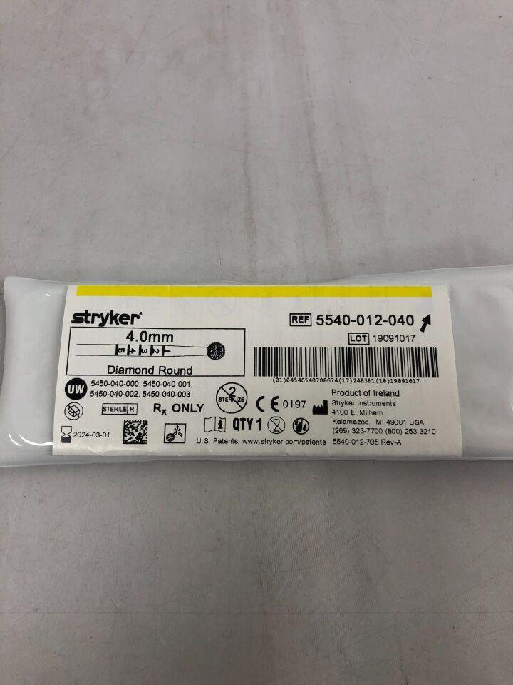 5540-012-040 - STRYKER - Round Diamond Bur, 4.0mm, (EA) - ( Expiry Date: 2024-03-01 )