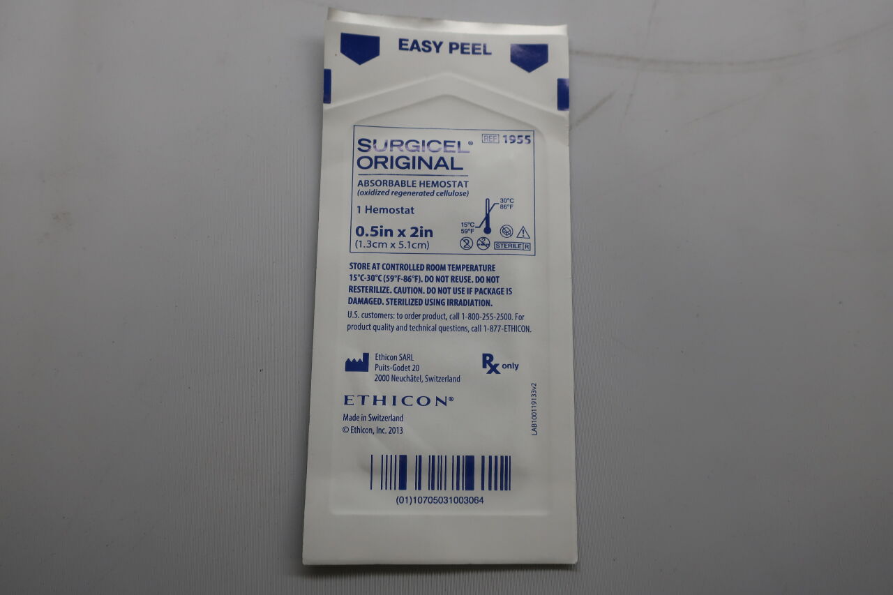 1955 - ETHICON - Surgicel Original Absorbable Hemostat, 0.5 x 2 in., (EA) - ( Expiry Date: 2024-03-04 )