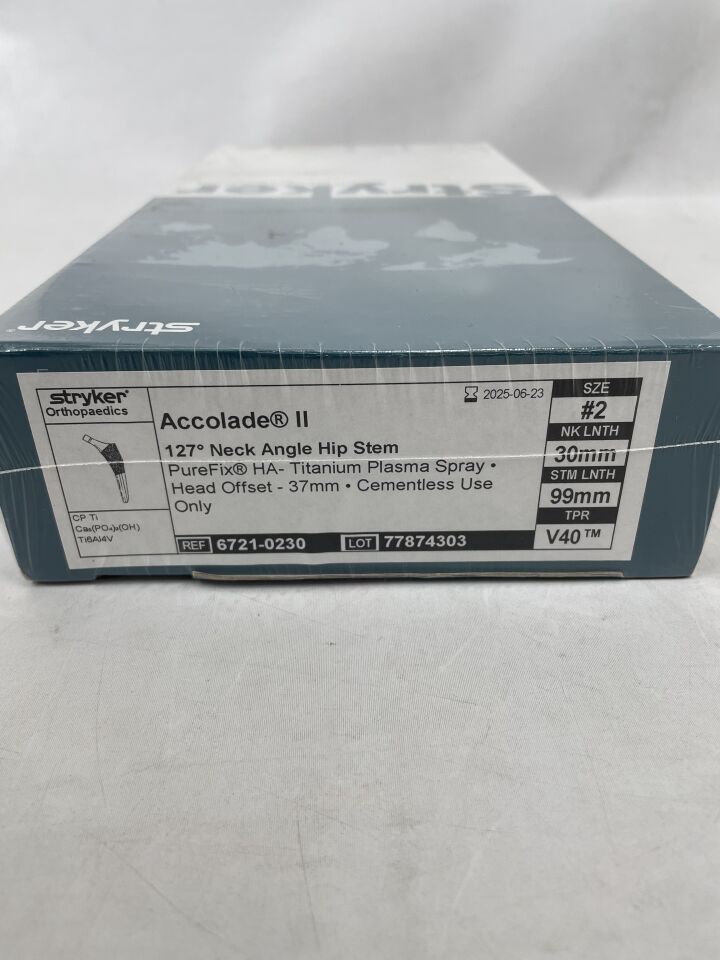 6721-0230 - STRYKER - Accolade II 127Deg Neck Angle Hip Stem, 37mm Size #2 , ( BX/1 ) - ( Expiry Date : 2025-06-23 )
