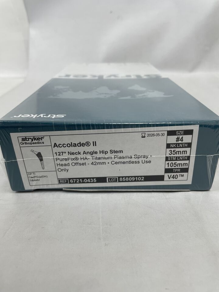 6721-0435 - STRYKER - Accolade II 127Deg Neck Angle Hip Stem, 42mm Size #4 , ( BX/1 ) - ( Expiry Date : 2026-05-30 )