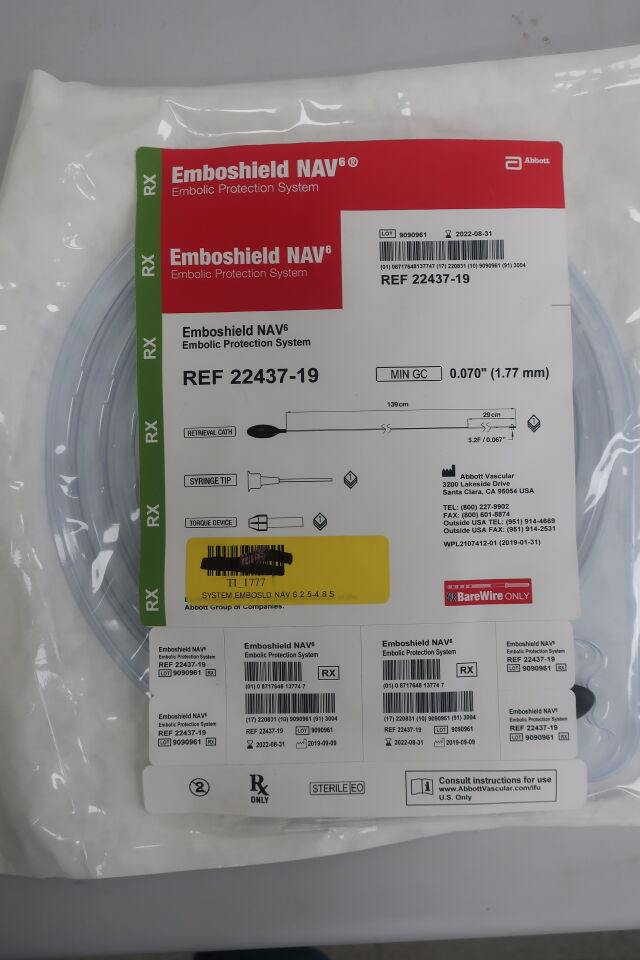 22437-19 - ABBOTT - Emboshield NAV6 Embolic Protection System 5.0 mm x 190 cm (Retrieval Catheter Only), () - ( Expiry Date: 2024-05-31 )