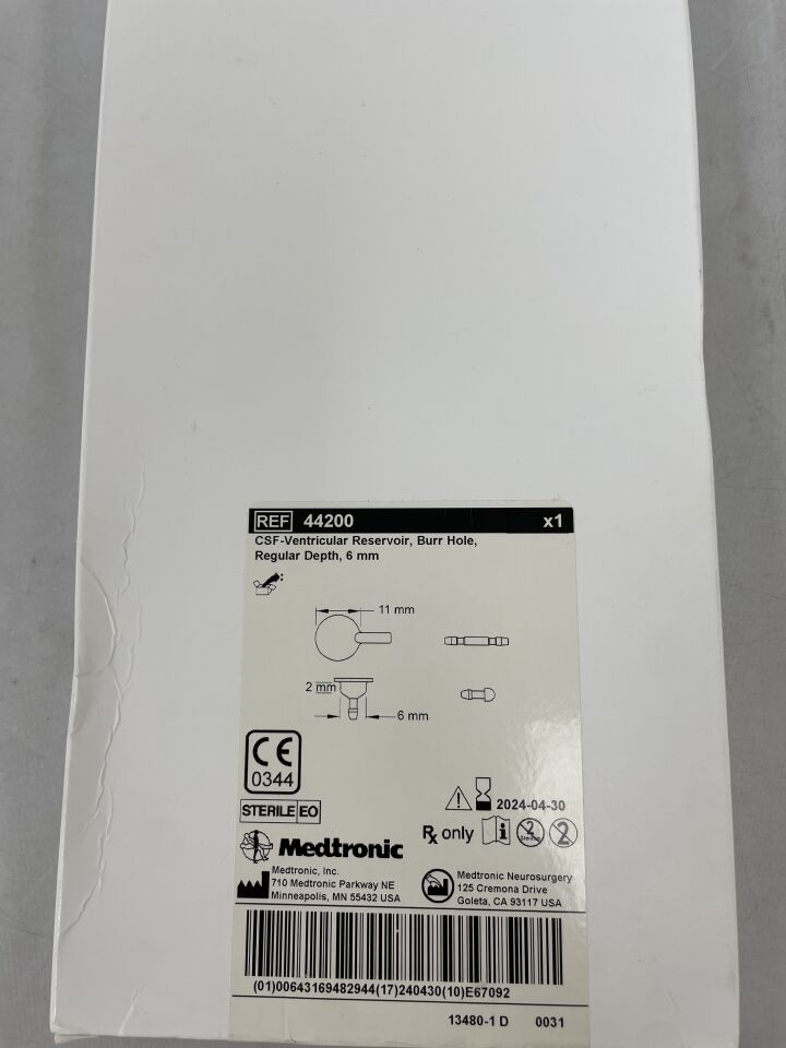 44200 - MEDTRONIC - CSF-Ventriculostomy Reservoir, 6 mm Depth, 0.15 mL, (BX/1) - ( Expiry Date: 2024-04-30 )
