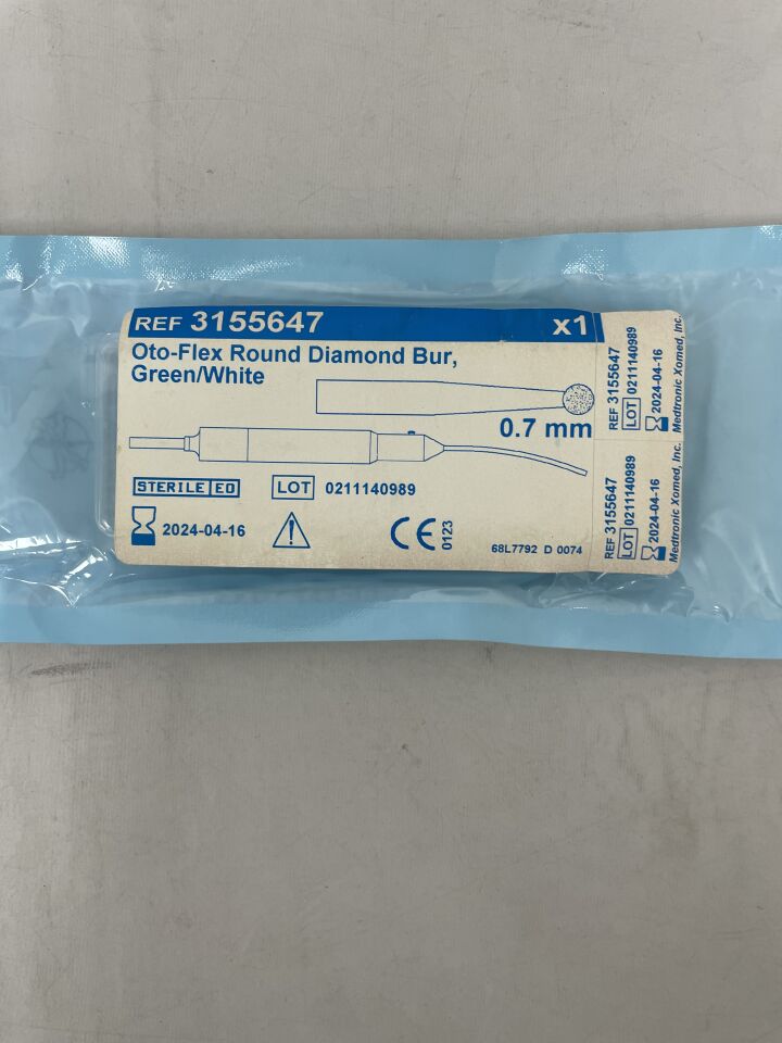 3155647 - MEDTRONIC - Skeeter Carbide Diamond Oto-Flex Burr, Green/White, 0.7 dia. x 98 mm Length, (EA) - ( Expiry Date: 2024-04-16 )