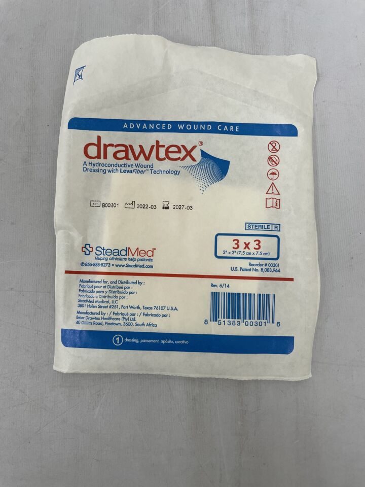 301 - STEADMED - Drawtex Hydroconductive Wound Dressing - 3" x 3", (EA) - ( Expiry Date: 2027-03-01 )