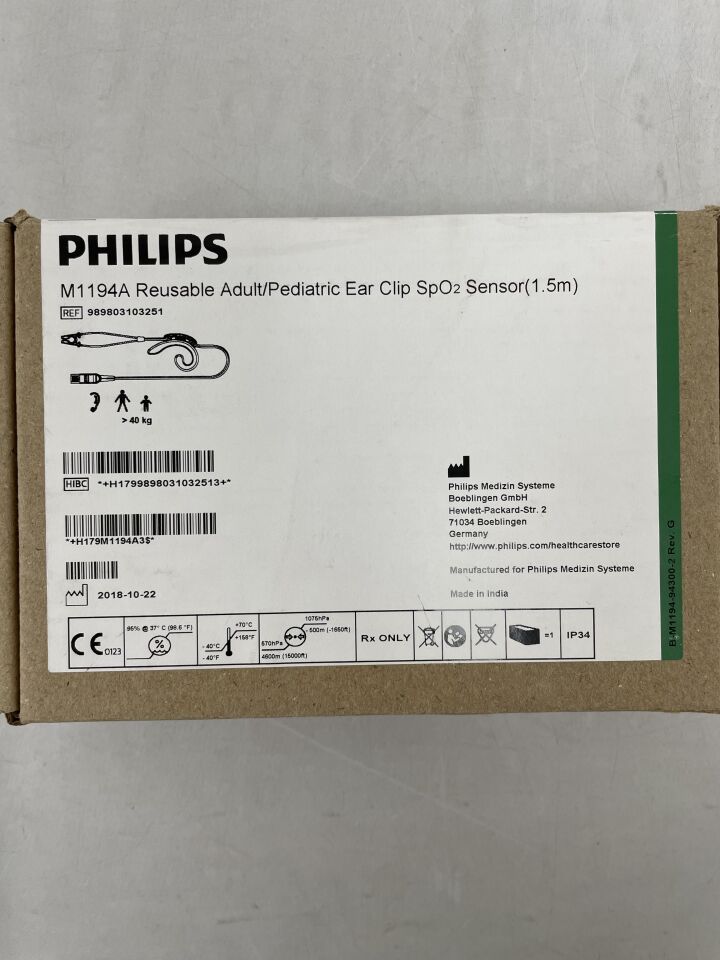 989803103251 - PHILIPS - SpO2 Sensor, Ear Clip, Pediatric / Adult, (BX/1) - ( Expiry Date: 2099-12-31 )