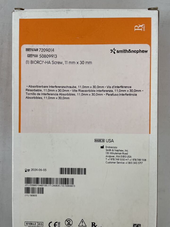 7209014 - SMITH & NEPHEW - biorci-ha screw, 11mm x 30mm, (BX/1)