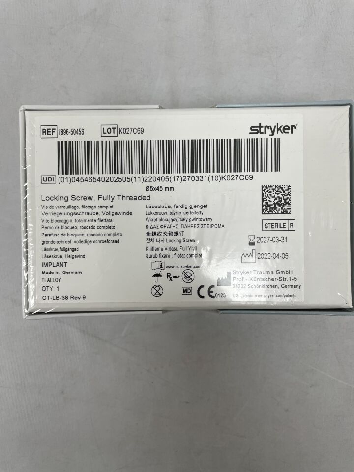1896-5045S - STRYKER - Locking Screw, Fully Threaded 5x45mm , ( BX/1 ) - ( Expiry Date : 2027-03-31 )