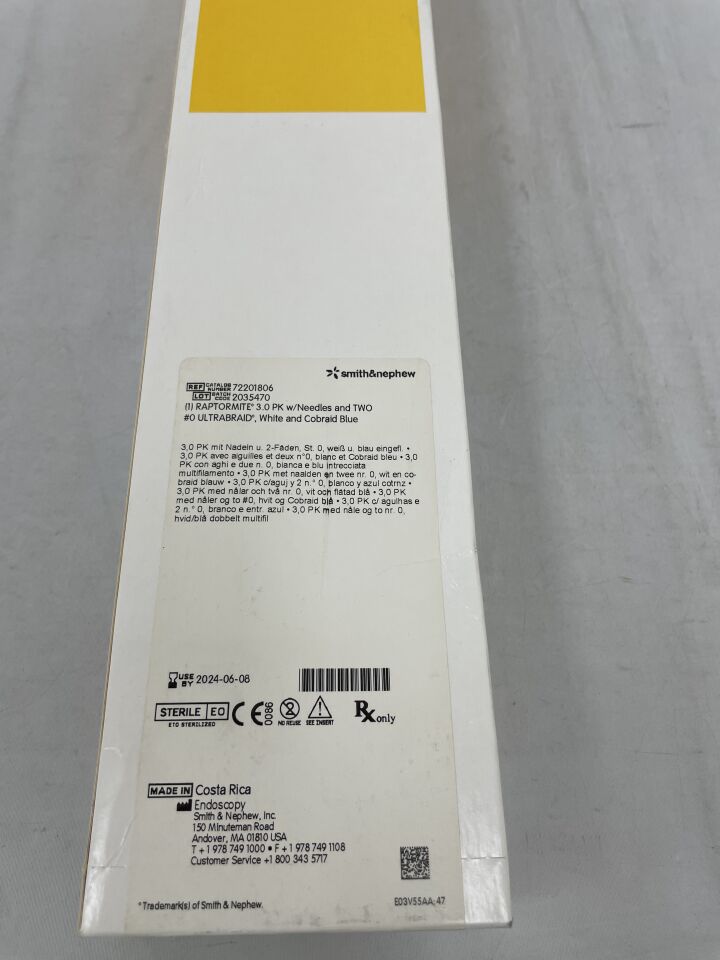 72201806 - SMITH & NEPHEW - APTORMITE 3.0 PK w/ Needles & TWO #0, White & Cobraid Blue, (BX/1) - ( Expiry Date: 2024-06-08 )