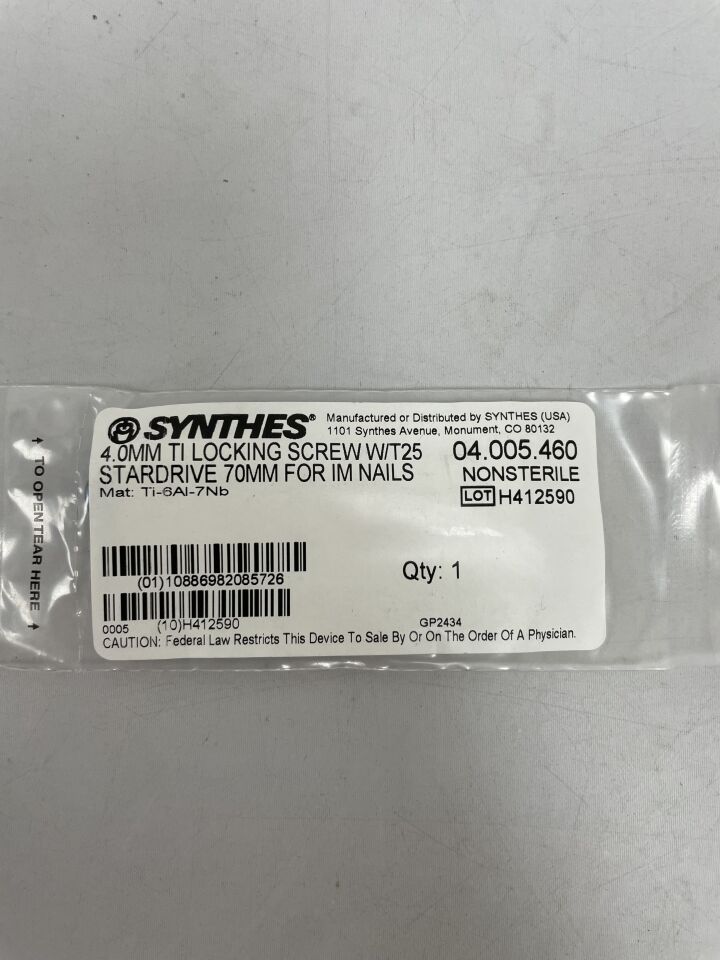 04.005.460 - SYNTHES - 4.0mm ti locking screw w/t25 stardrive 70mm for im nails, (EA) - ( Expiry Date: 2099-12-31 )