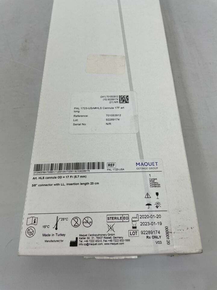 PAL 1723-USA - MAQUET - Arterial HLS Cannula, 17F x 23cm, (BX/1) - ( Expiry Date: 2023-01-19 )