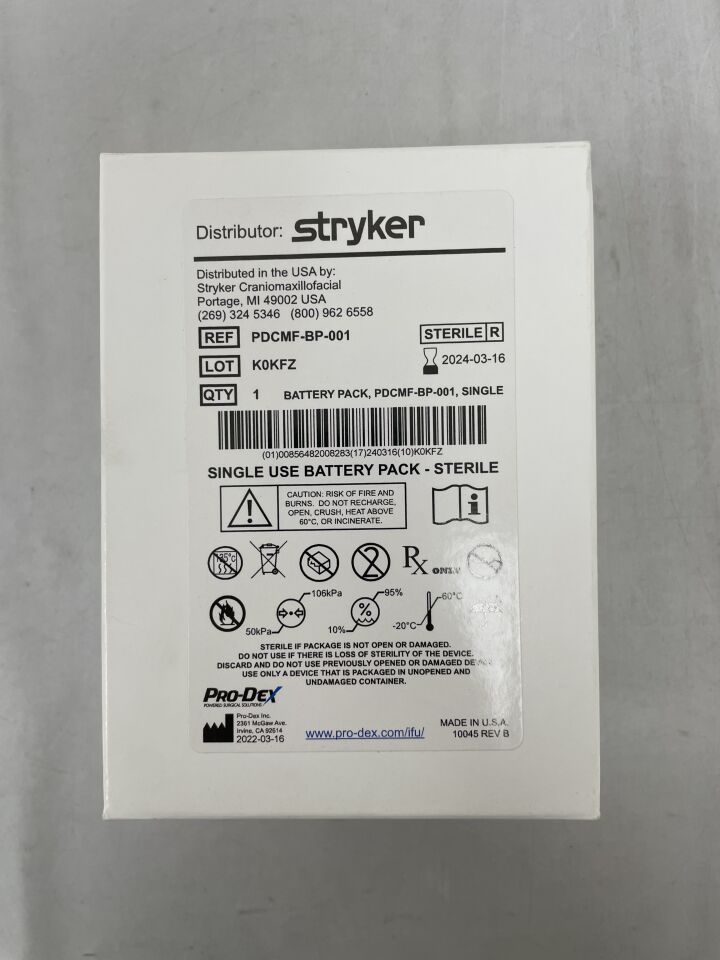 PDCMF-BP-001 - PRODEX - Stryker Battery Pack for AXS Neuro Driver, (BX/1) - ( Expiry Date: 2024-03-16 )