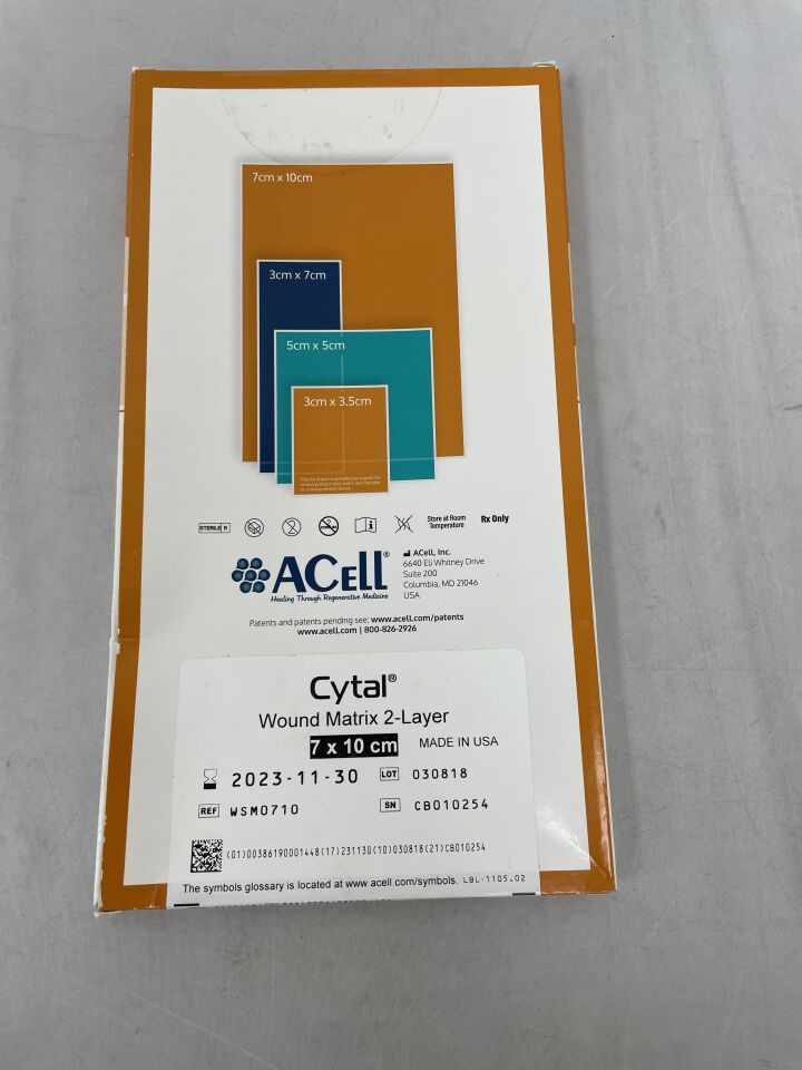 WSM0710 - INTEGRA - ACell Cytal Wound Matrix, 2-Layer 7cm x 10cm, (BX/1) - ( Expiry Date: 2023-11-30 )