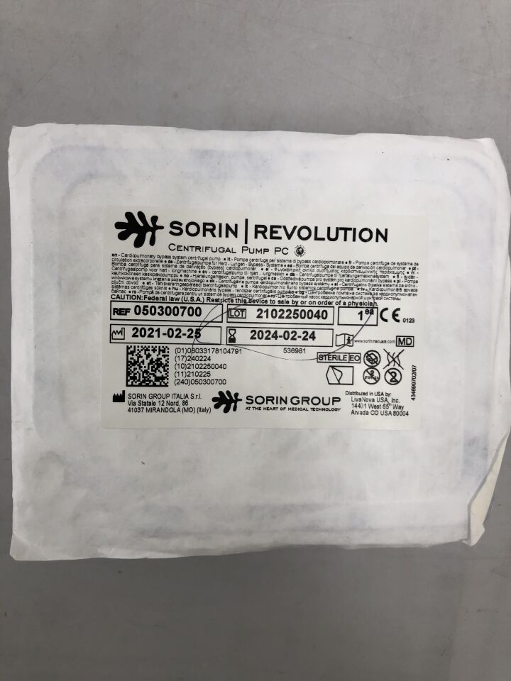50300700 - SORIN - REVOLUTION Centrifugal Pump PC, (EA) - ( Expiry Date: 2024-02-24 )