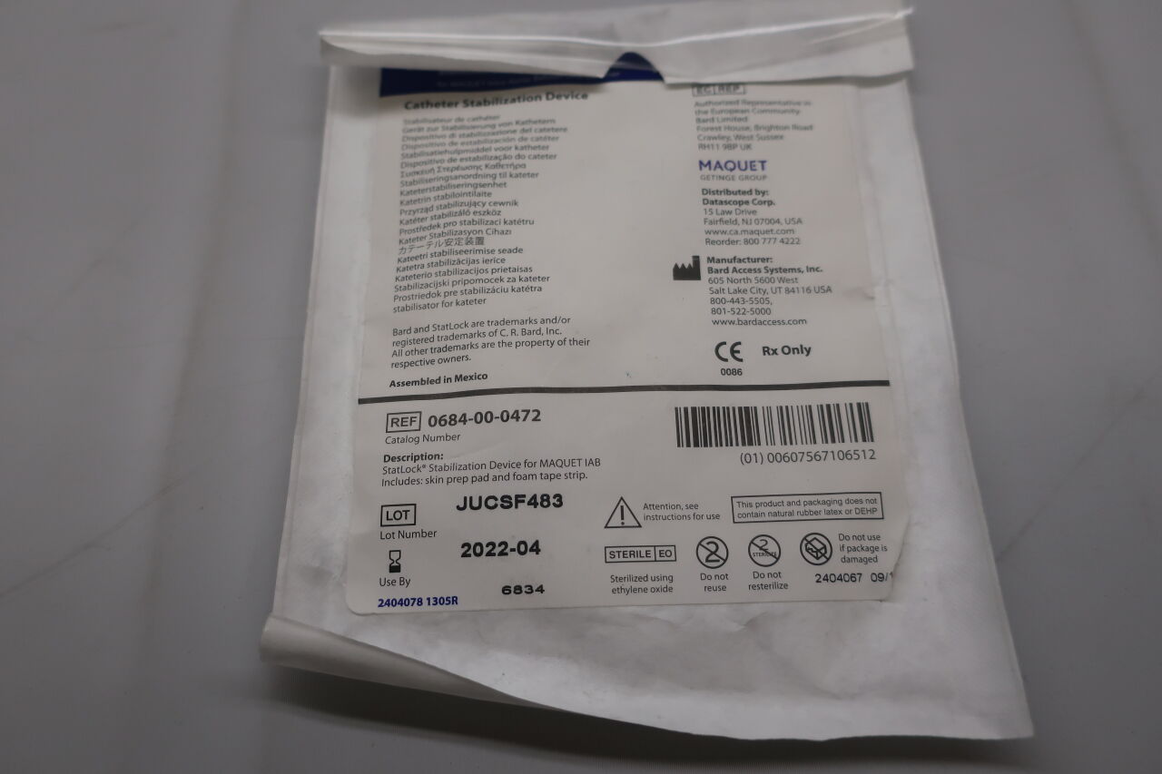 0684-00-0472 - BARD - StatLock Catheter Stabilization Device FOR IAB CATHETERS, (EA) - ( Expiry Date: 2023-11-28 )