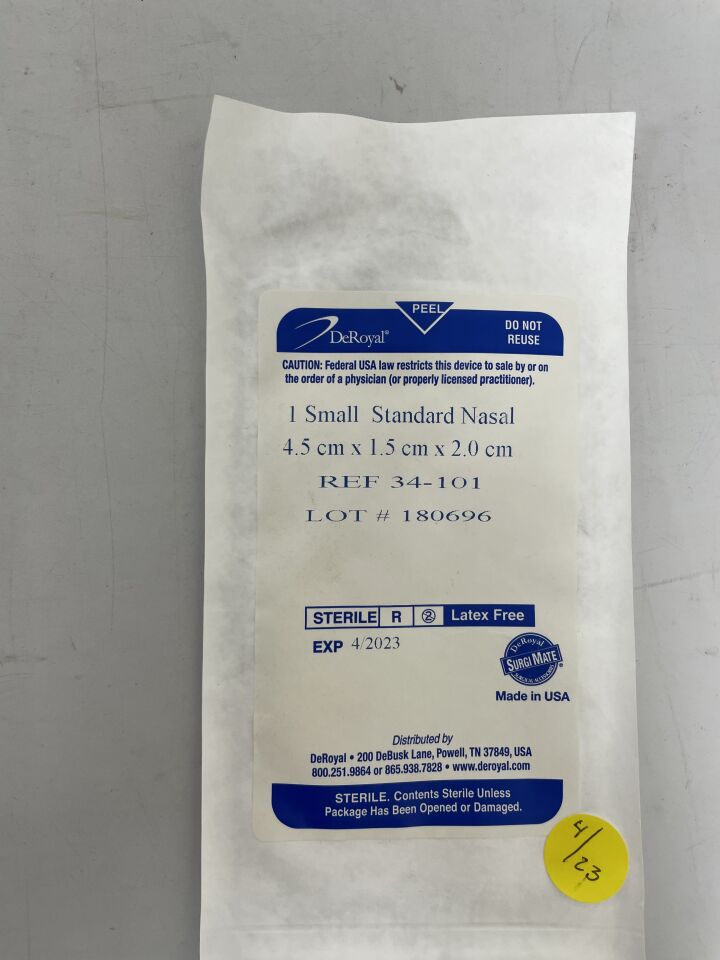 34-101 - DEROYAL - gauze, dressing, nasal, small, sterile, (EA) - ( Expiry Date: 2023-04-12 )