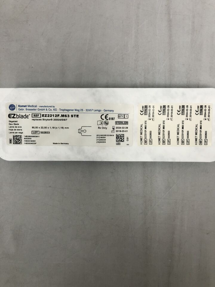 EZ2212F.M63 STE - BRASSELER - Komet EZblade Saw Blade, 90 x 22 x 1.19mm, (EA) - ( Expiry Date: 2024-02-28 )
