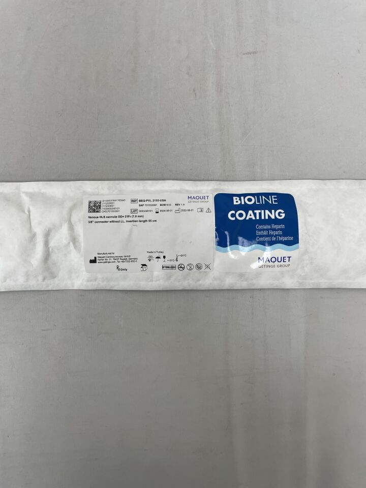 BEQ-PLV 21555-USA - MAQUET - Arterial HLS Cannula, Bioline 21F x 15cm, (EA) - ( Expiry Date: 2024-06-01 )