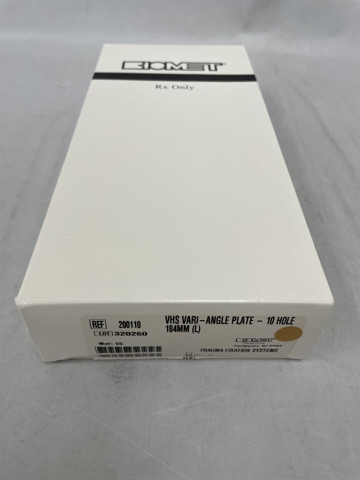 200110 - BIOMET - VHS VARI-ANGLE PLATE, 10 Hole, 184mm Large, (BX/1) - ( Expiry Date: 2021-02-23 )
