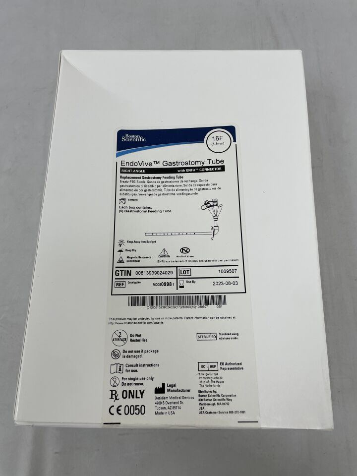 0998 - BOSTON SCIENTIFIC - EndoVive Gastrostomy Tube, Right Angle, with ENFit Connector, 16F, () - ( Expiry Date: 2023-08-03 )
