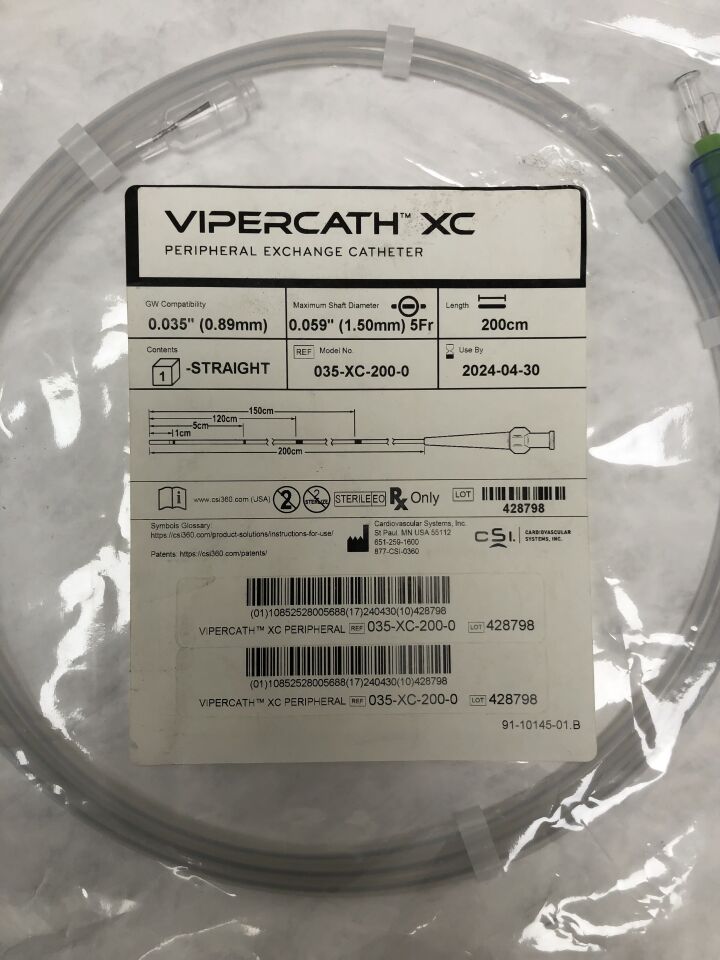 035-XC-200-0 - CSI - ViperCath XC Peripheral Exchange Catheter, 5F x 200cm, Straight, () - ( Expiry Date: 2024-07-31 )