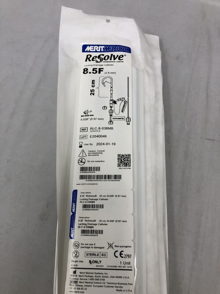 RLC-8-038MB - MERIT - Locking Drainage Catheter, 12F, (EA) - ( Expiry Date: 2024-01-19 )
