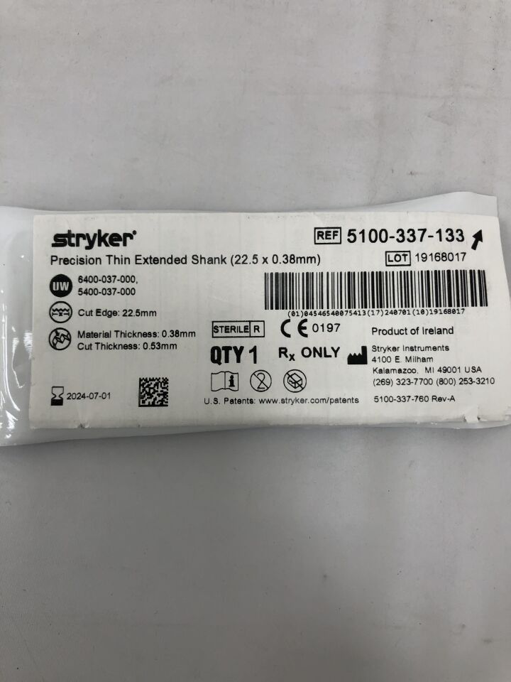 5100-337-133 - STRYKER - Long Tapered Reciprocating Blade, () - ( Expiry Date: 2024-07-01 )
