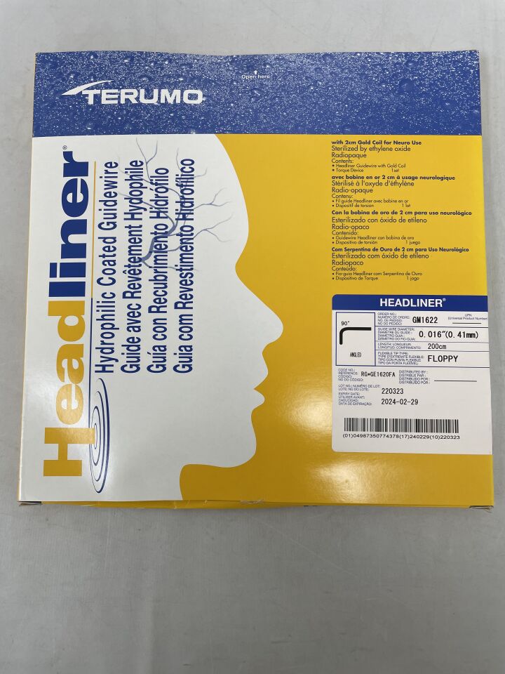 GM1622 - TERUMO - Headliner Hydrophilic Guidewire 0.016" x 200cm, Floppy, 90° Angled, (BX/1) - ( Expiry Date: 2024-02-29 )