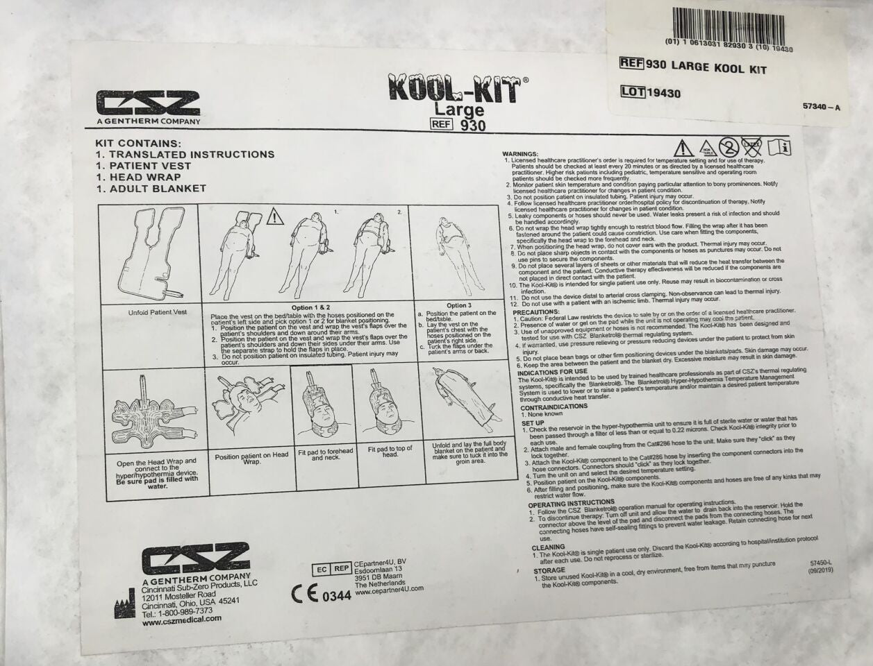 930 - GENTHERM - Kool-Kit Patient Vest, Head Wrap, and Blanket, Large, (EA) - ( Expiry Date: 2099-01-01 )