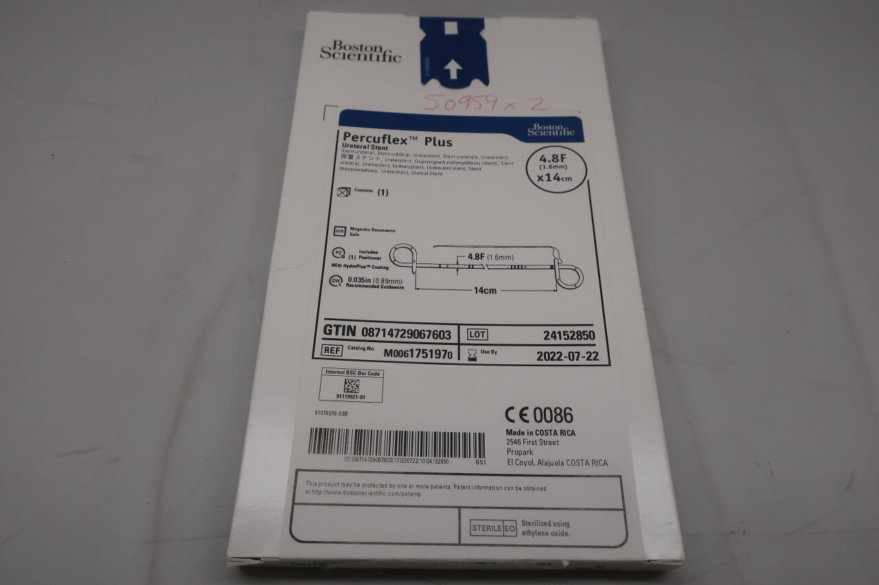 175197 - BOSTON SCIENTIFIC - Percuflex Plus Ureteral Stent - 4.8Fr x 14cm, (BX/1) - ( Expiry Date: 2024-07-05 )