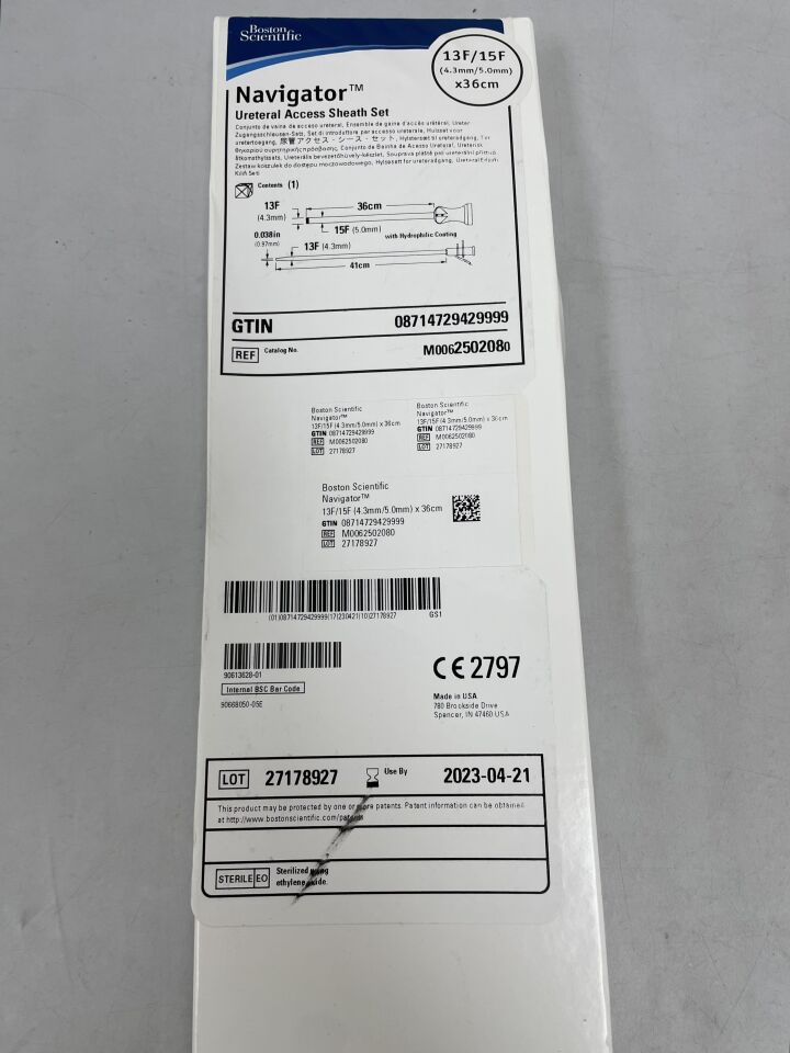 250208 - BOSTON SCIENTIFIC - Navigator Ureteral Access Sheath Set, 13F/15F x 36cm , (BX/1) - ( Expiry Date: 2023-04-21 )