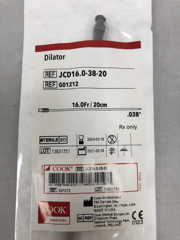G01212 - COOK - Dilator, 16F, (EA) - ( Expiry Date: 2024-03-18 )