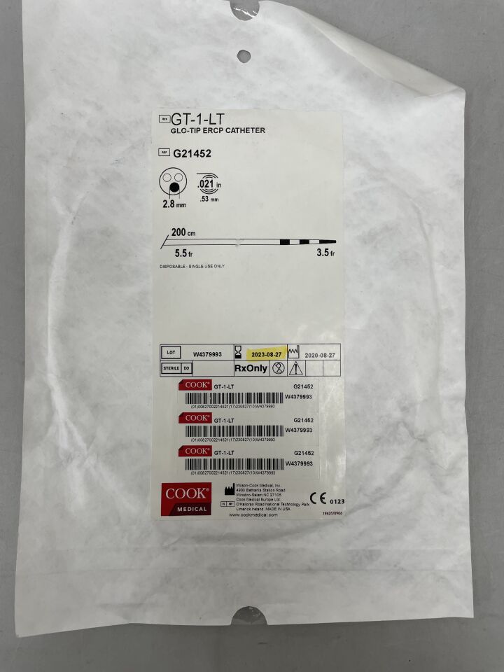 G21452 - COOK - Glo-Tip ERCP Catheter 5.5-3.5F, Long Taper, (EA) - ( Expiry Date: 2023-08-27 )