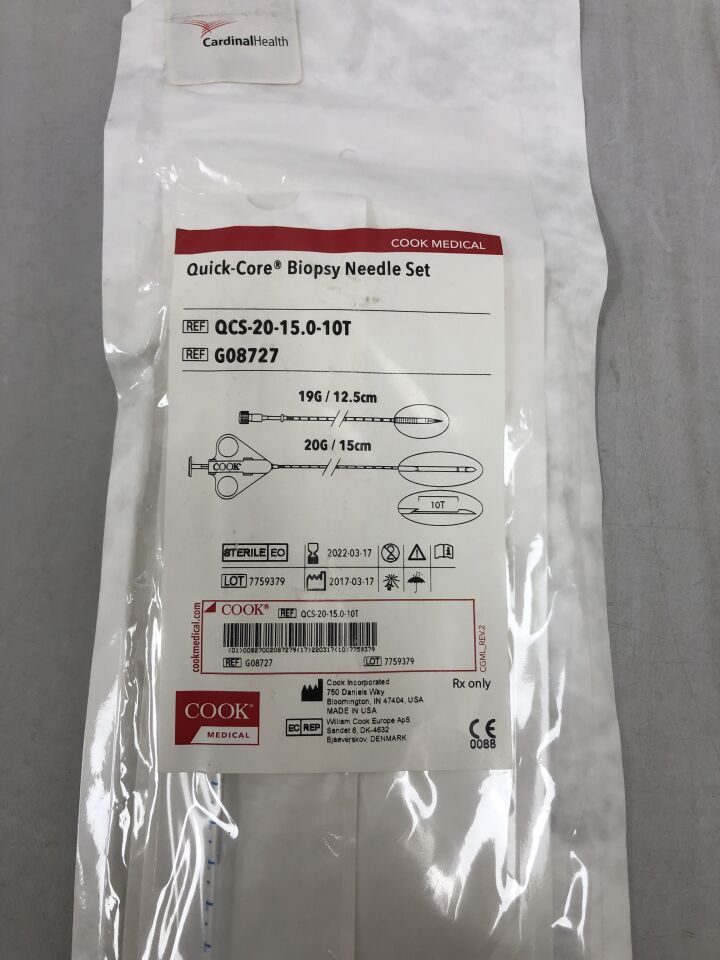 G08727 - COOK - Quick-Core Biopsy Needle Set, 19G, 20G, (EA) - ( Expiry Date: 2022-03-17 )