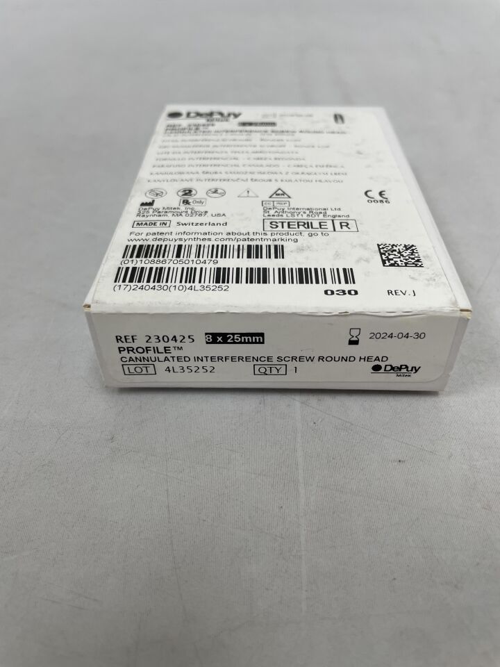 230425 - DEPUY - PROFILE Cannulated Interference Screw, Round Head, 8 x 25mm, (BX/1) - ( Expiry Date: 2024-04-30 )