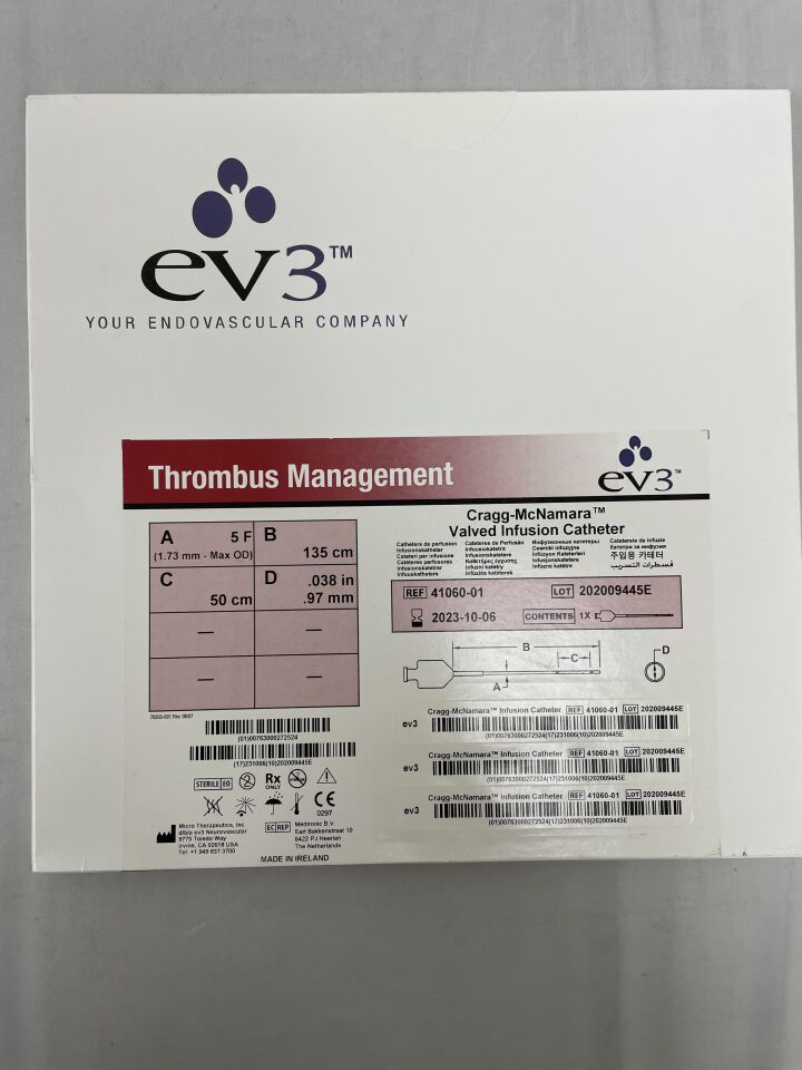 41060-01 - EV3 - Cragg-McNamara Valved Infusion Catheter 5F x 135cm x 50cm, () - ( Expiry Date: )