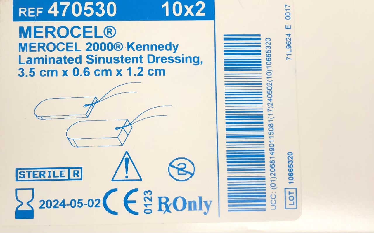 470530 - MEDTRONIC - Merocel 2000 Kennedy Sinustent Dressing, 3.5 x 0.6 x .1.2cm
, (BX/10) - ( Expiry Date: 2024-05-02 )