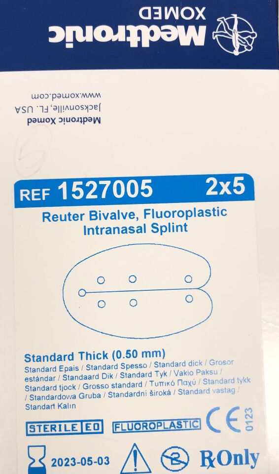 1527005 - MEDTRONIC - Reuter Bivalve, Fluoroplastic Intranasal Splint, () - ( Expiry Date: 2023-05-03 )
