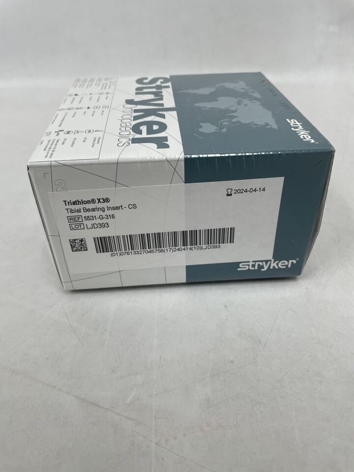 5531-G-316 - STRYKER - Triathlon CS Tibial Bearing Insert, 3 Size, 16 mm, (BX/1) - ( Expiry Date: 2024-04-14 )