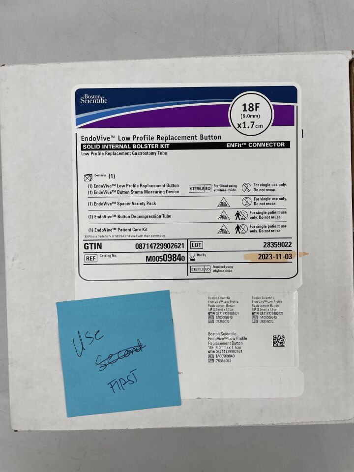0984 - BOSTON SCIENTIFIC - EndoVive Low Profile Replacement Gastrostomy Replacement Button, 18F x 1.7cm, () - ( Expiry Date: 2023-11-29 )